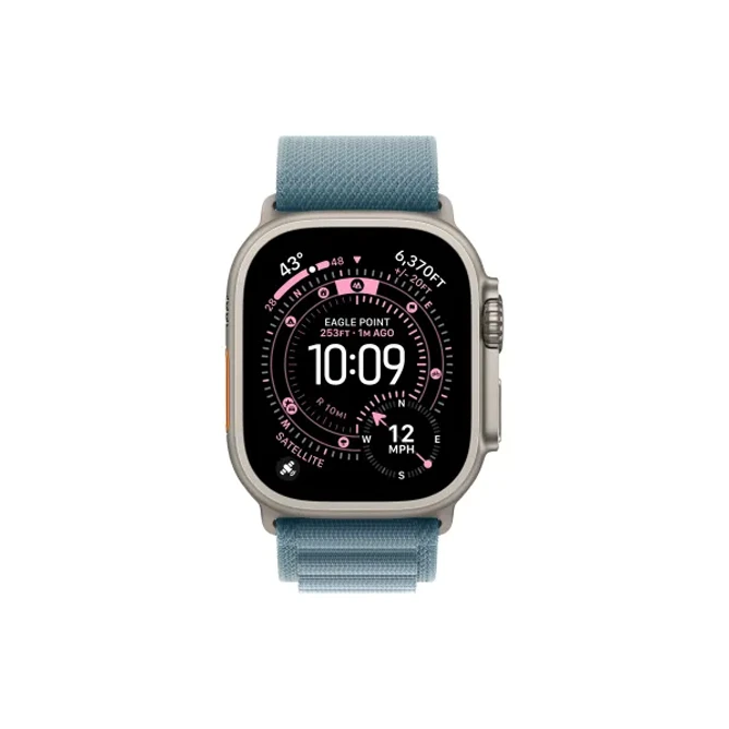 Apple Watch Ultra 3 49 мм, корпус из натурального титана, ремешок Alpine нежно-голубого цвета