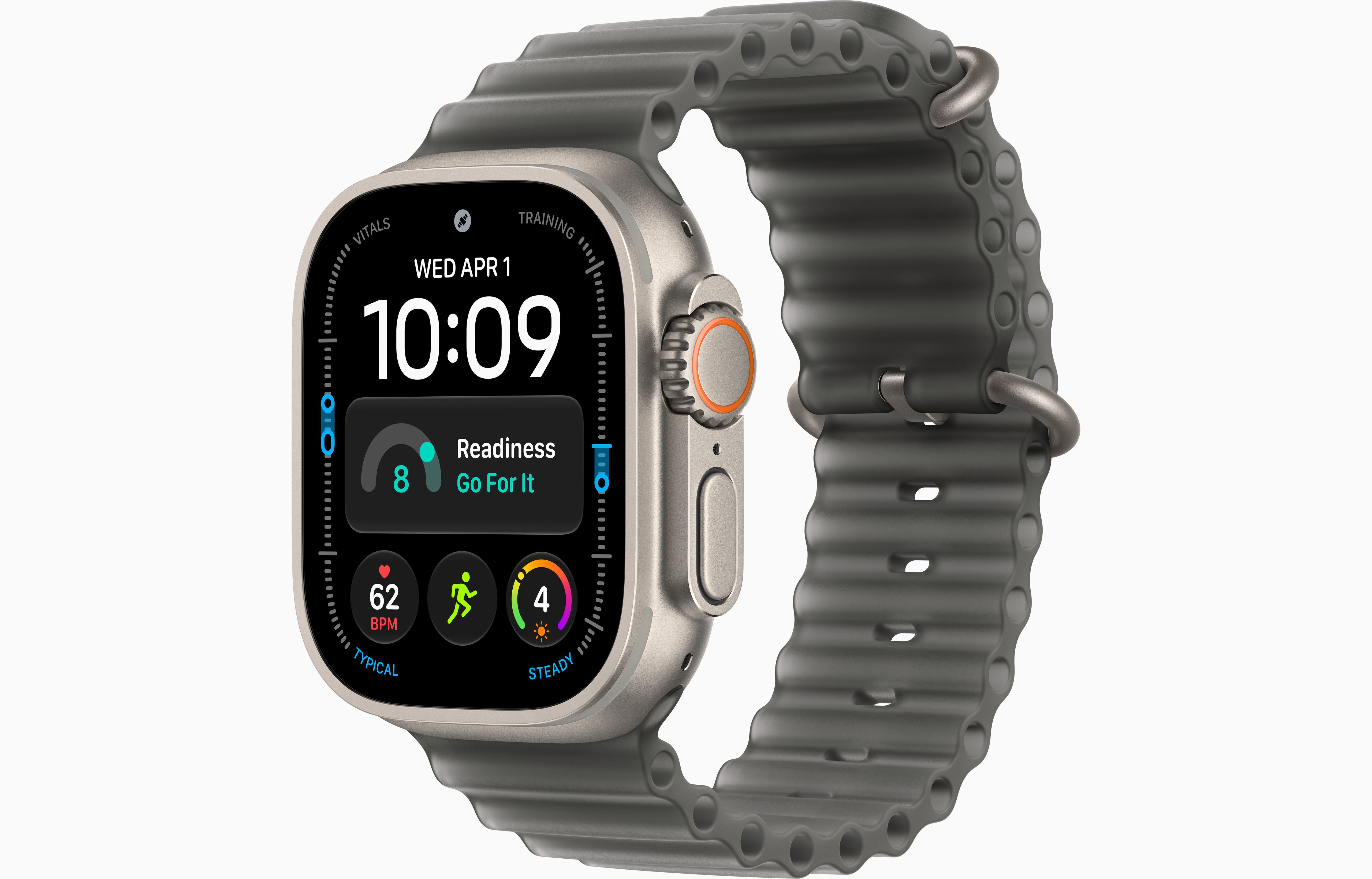 Apple Watch Ultra 4 49 мм, корпус из натурального титана, ремешок Ocean Band