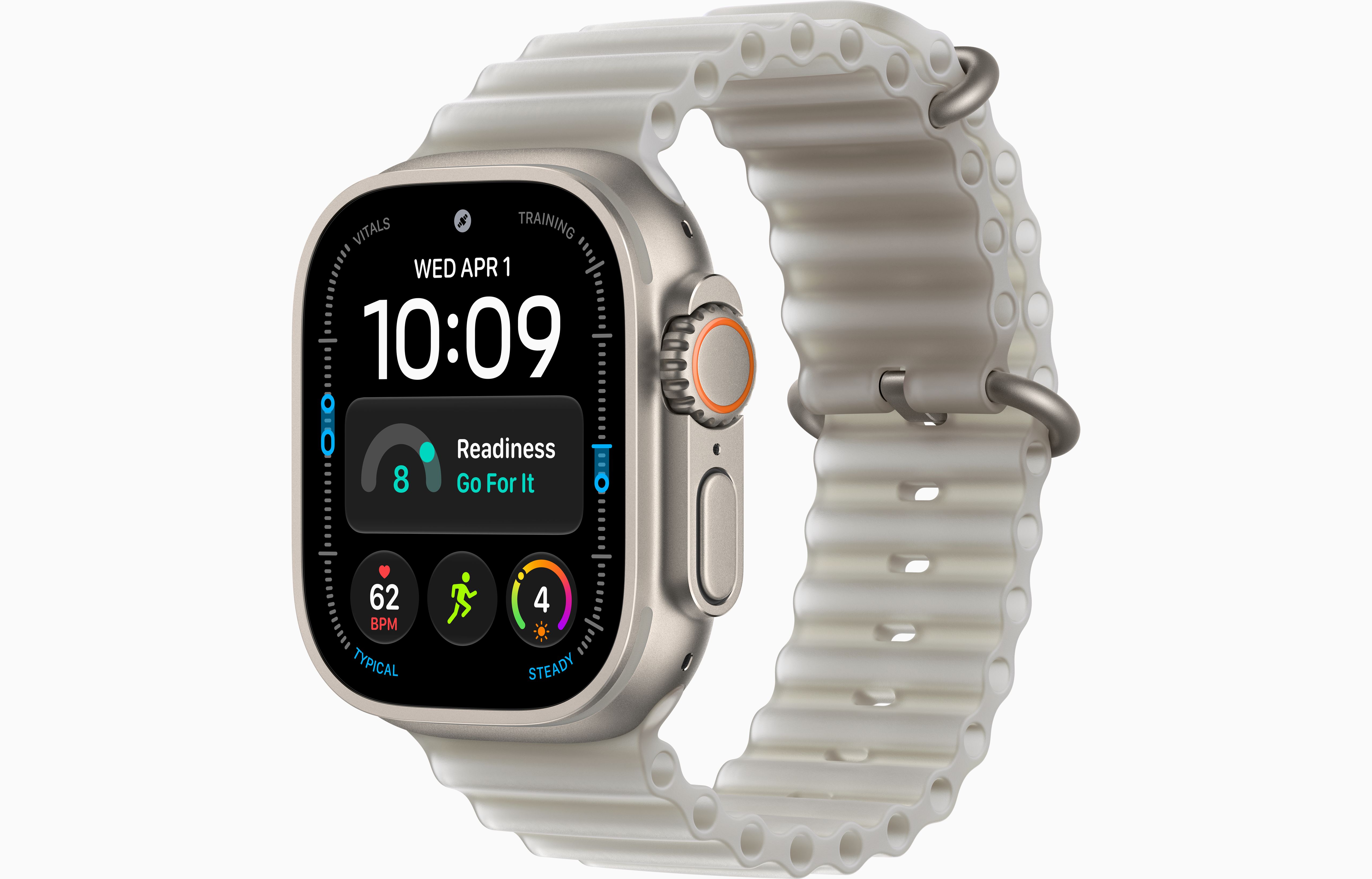 Apple Watch Ultra 4 49 мм, корпус из натурального титана, ремешок Ocean Band