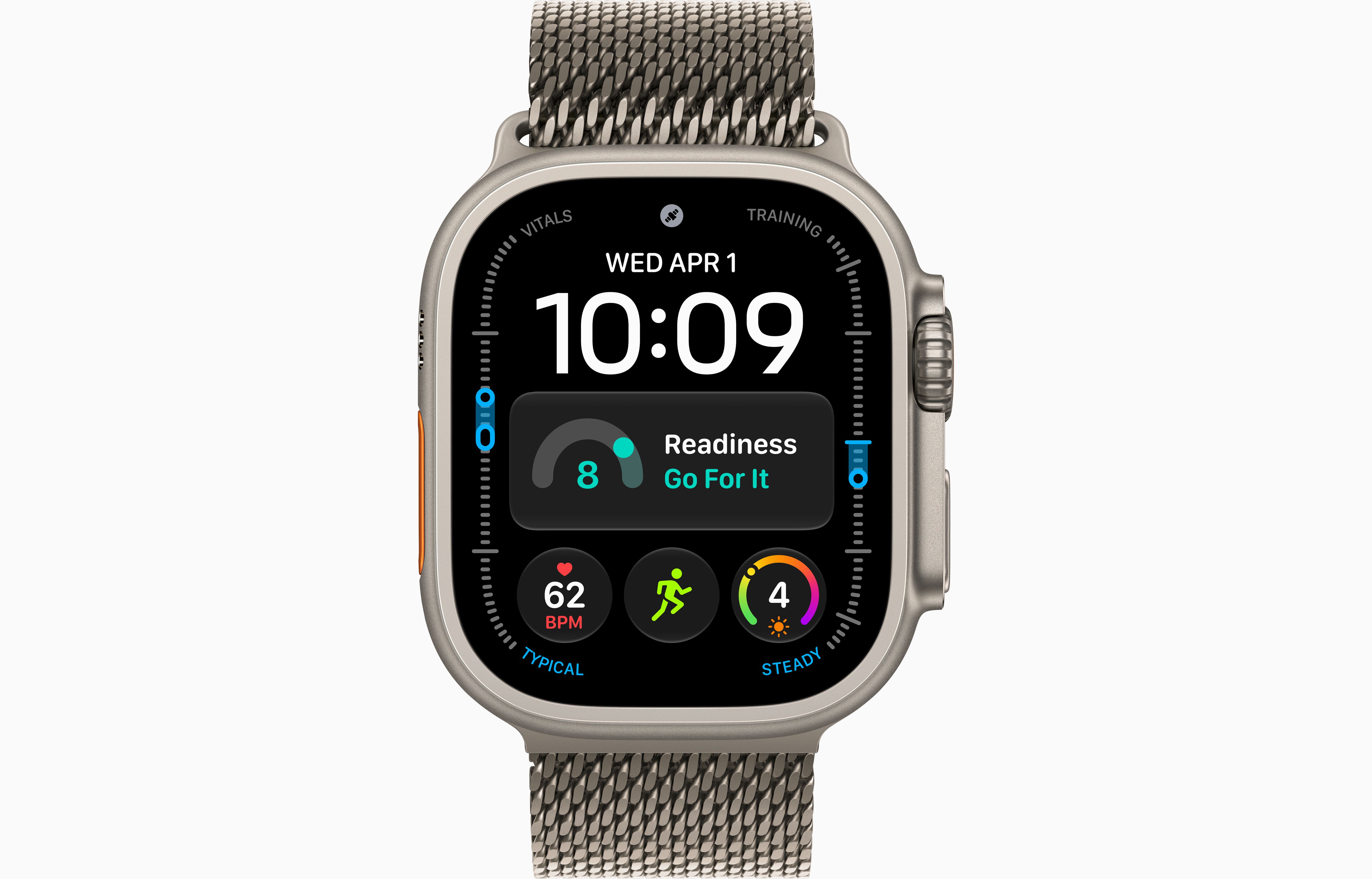 Apple Watch Ultra 4 49 мм, корпус из натурального титана, ремешок Titanium Milanese Loop 