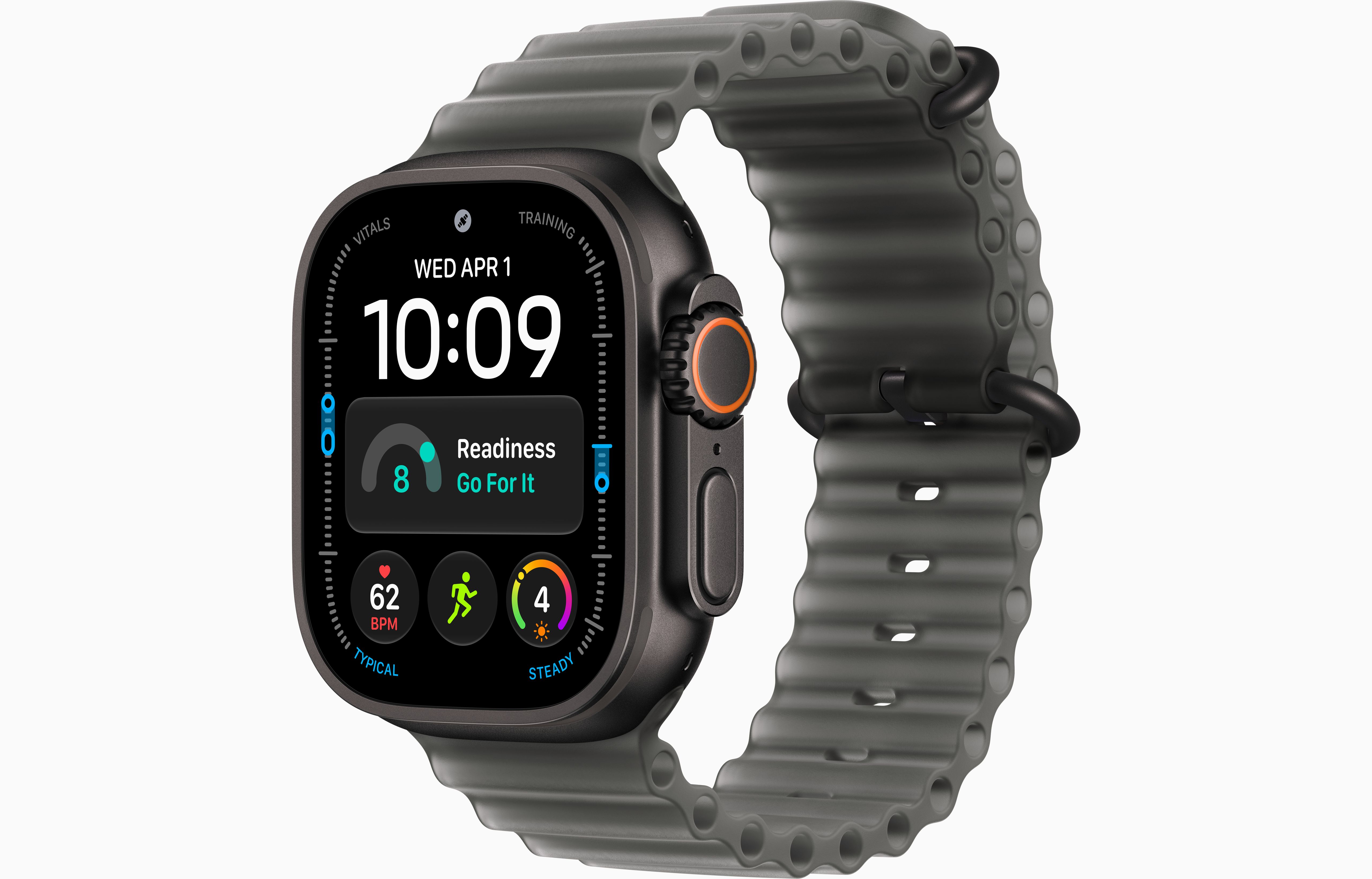 Apple Watch Ultra 4 49 мм, корпус из черного титана, ремешок Ocean Band